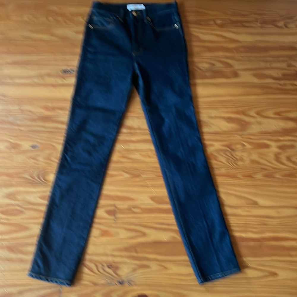 Tory Burch slim straight leg high rise jean in dark rinse